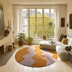 Rond vloerkleed - Amira Natural Cotton Shaggy (oranje/roze)