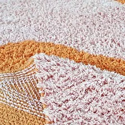 Rond vloerkleed - Amira Natural Cotton Shaggy (oranje/roze)