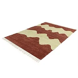 Hoogpolig vloerkleed - Amira Natural Cotton Shaggy (rood/beige)