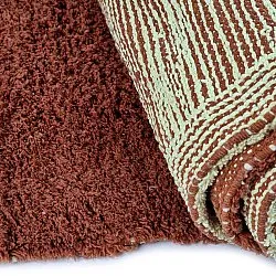 Hoogpolig vloerkleed - Amira Natural Cotton Shaggy (rood/beige)