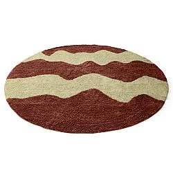 Rond vloerkleed - Amira Natural Cotton Shaggy (rood/beige)