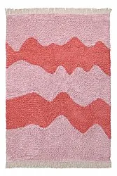 Hoogpolig vloerkleed - Amira Natural Cotton Shaggy (roze/oranje)
