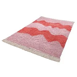 Hoogpolig vloerkleed - Amira Natural Cotton Shaggy (roze/oranje)