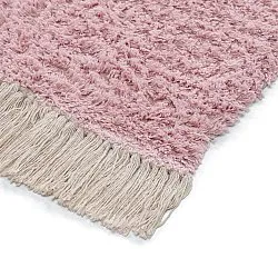 Hoogpolig vloerkleed - Amira Natural Cotton Shaggy (roze/oranje)