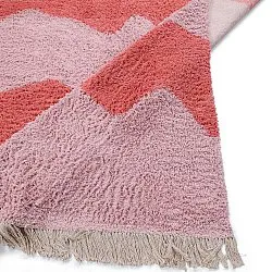Hoogpolig vloerkleed - Amira Natural Cotton Shaggy (roze/oranje)