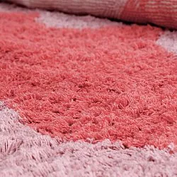 Hoogpolig vloerkleed - Amira Natural Cotton Shaggy (roze/oranje)