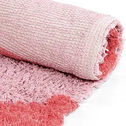 Hoogpolig vloerkleed - Amira Natural Cotton Shaggy (roze/oranje)