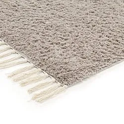 Hoogpolig vloerkleed - Amira Natural Cotton Shaggy (taupe/geel)