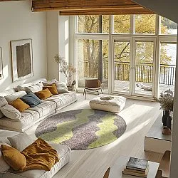 Rond vloerkleed - Amira Natural Cotton Shaggy (taupe/geel)