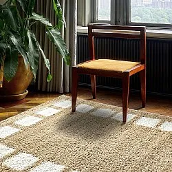 Hoogpolig vloerkleed - Asilah (beige/wit)