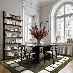 Hoogpolig vloerkleed - Asilah (groen/wit)