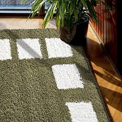 Hoogpolig vloerkleed - Asilah (groen/wit)