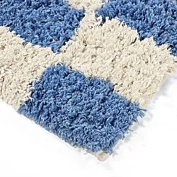 Hoogpolig vloerkleed - Atrani Natural Cotton Shaggy (blauw)