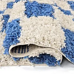 Hoogpolig vloerkleed - Atrani Natural Cotton Shaggy (blauw)