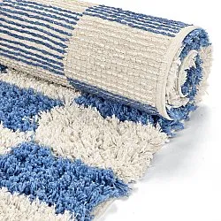 Hoogpolig vloerkleed - Atrani Natural Cotton Shaggy (blauw)