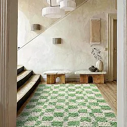 Hoogpolig vloerkleed - Atrani Natural Cotton Shaggy (groente)