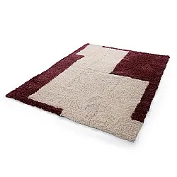 Hoogpolig vloerkleed - Begur Natural Cotton Shaggy (off-white/bordeaux)
