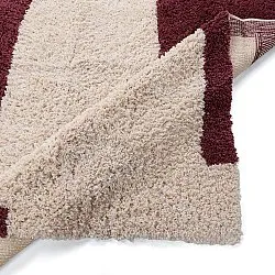 Hoogpolig vloerkleed - Begur Natural Cotton Shaggy (off-white/bordeaux)