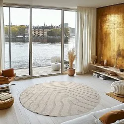 Rond vloerkleed - Callista Natural Cotton Shaggy (beige)