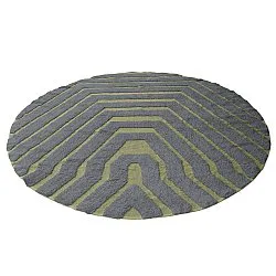 Rond vloerkleed - Callista Natural Cotton Shaggy (zwart/groen)