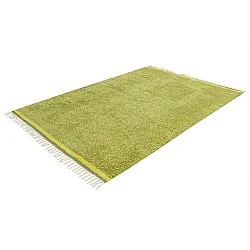 Hoogpolig vloerkleed - Celina Natural Cotton Shaggy (groen/geel)