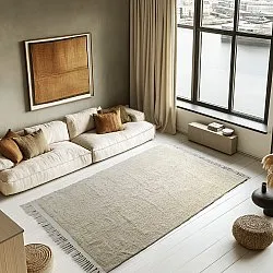 Hoogpolig vloerkleed - Celina Natural Cotton Shaggy (gebroken wit/beige)