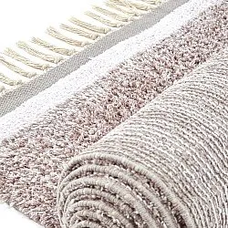 Hoogpolig vloerkleed - Celina Natural Cotton Shaggy (taupe/lavendel)