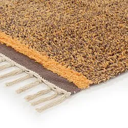 Hoogpolig vloerkleed - Celina Natural Cotton Shaggy (bruin/oranje)