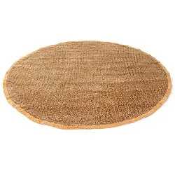 Rond vloerkleed - Celina Natural Cotton Shaggy (bruin/oranje)