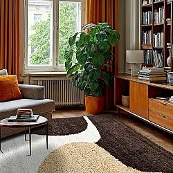 Hoogpolig vloerkleed - Chiniot (bruin/beige/wit)