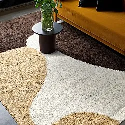 Hoogpolig vloerkleed - Chiniot (bruin/beige/wit)