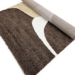 Hoogpolig vloerkleed - Chiniot (bruin/beige/wit)