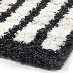 Hoogpolig vloerkleed - Cluny (wit/zwart)