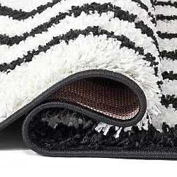 Hoogpolig vloerkleed - Cluny (wit/zwart)