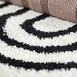 Hoogpolig vloerkleed - Cluny (wit/zwart)