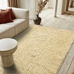 Hoogpolig vloerkleed - Combarro Solid Cotton Shaggy (lichtgeel)