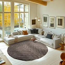 Ronde vloerkleden - Conara Natural Cotton Shaggy (taupe)