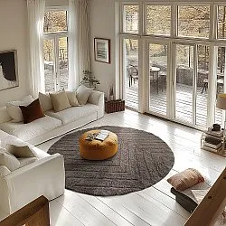 Ronde vloerkleden - Conara Natural Cotton Shaggy (taupe)