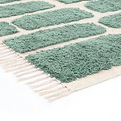 Hoogpolig vloerkleed - Cyrus Natural Cotton Shaggy (groente)