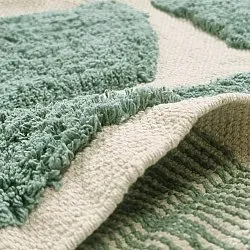 Hoogpolig vloerkleed - Cyrus Natural Cotton Shaggy (groente)