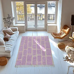 Hoogpolig vloerkleed - Cyrus Natural Cotton Shaggy (paars)