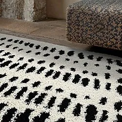 Hoogpolig vloerkleed - Dotty (zwart/wit)