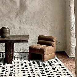 Hoogpolig vloerkleed - Dotty (zwart/wit)