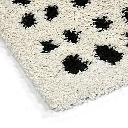 Hoogpolig vloerkleed - Dotty (zwart/wit)