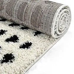 Hoogpolig vloerkleed - Dotty (zwart/wit)