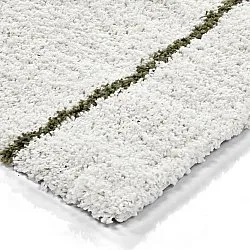 Hoogpolig vloerkleed - Eze (wit/groen)