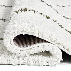 Hoogpolig vloerkleed - Eze (wit/groen)