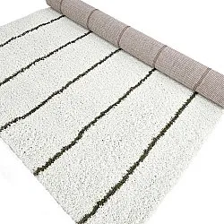 Hoogpolig vloerkleed - Eze (wit/groen)