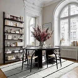Hoogpolig vloerkleed - Eze (wit/zwart)