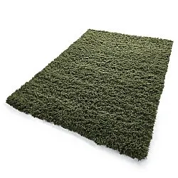 Hoogpolig vloerkleed - Fassale Hand Woven Wool Shaggy (mosgroen)